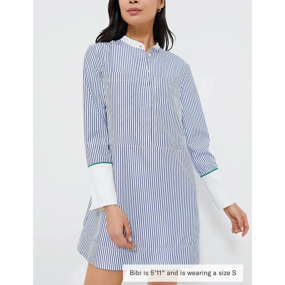 POMANDER PLACE Blue Stripe Rohan Shirt Dress - Picture 1 of 10